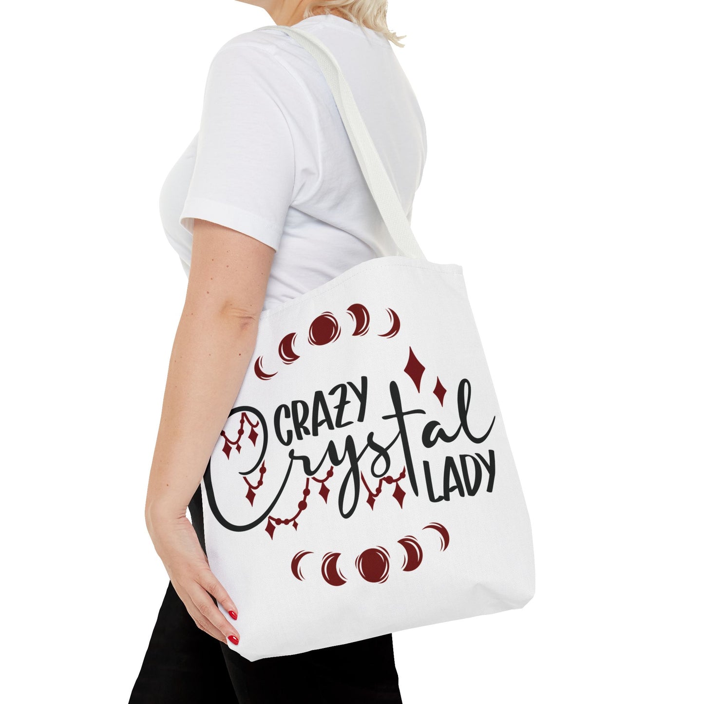 Crazy Crystal Lady Tote Bag - Perfect for Gift, Witchcraft, Crystals, Shopping, Eco-Friendly, Astrology Lover