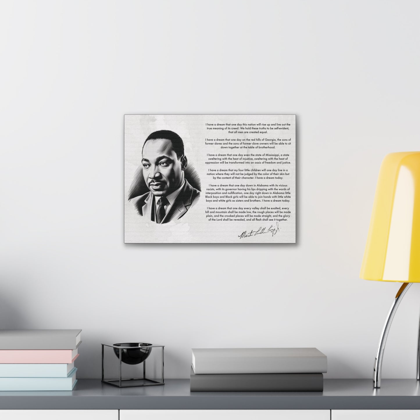 Canvas Stretched, MLK Day Inspirational Quote Dream like King, Black History Month Activism Art, Martin Luther King Jr Legacy Wall Decor,