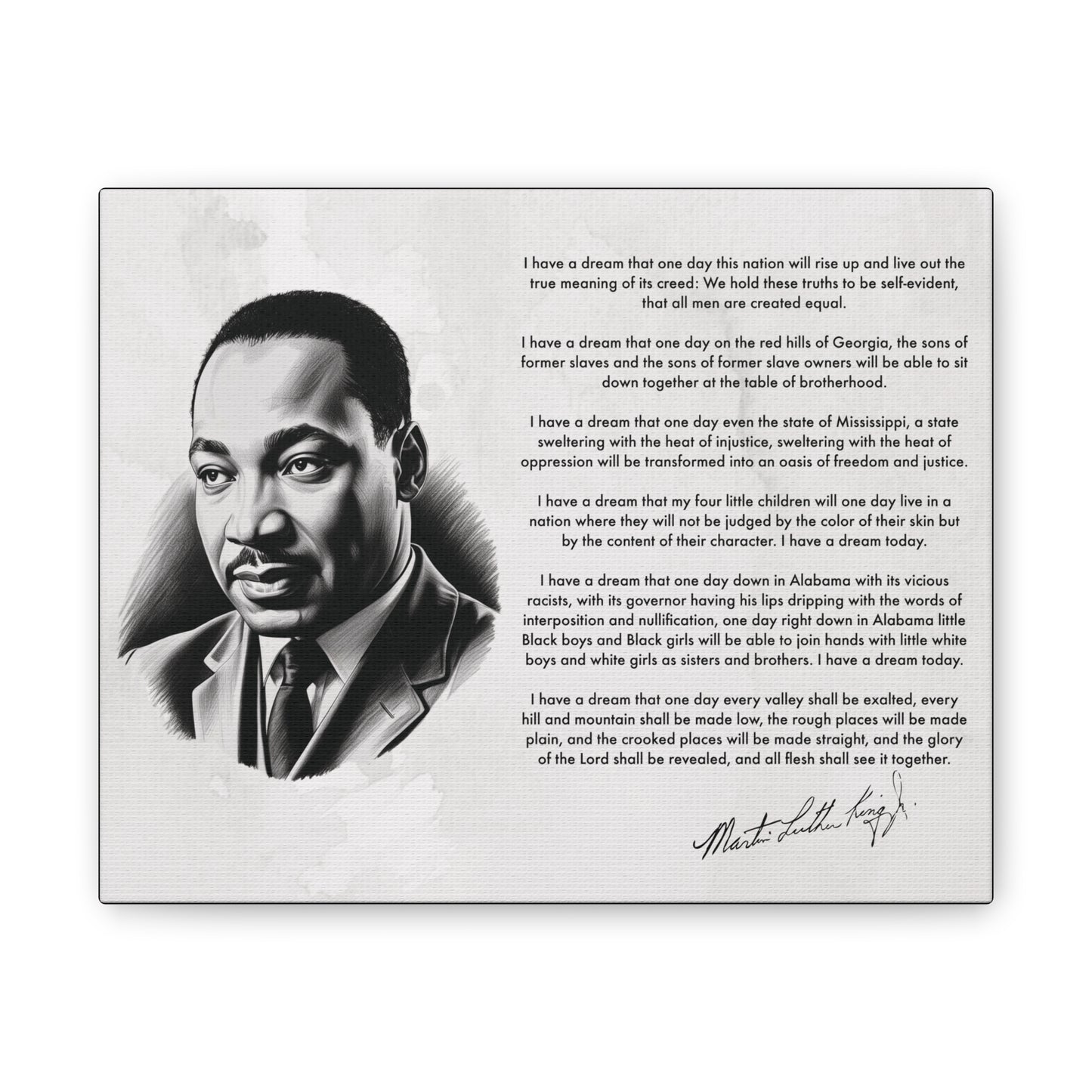 Canvas Stretched, MLK Day Inspirational Quote Dream like King, Black History Month Activism Art, Martin Luther King Jr Legacy Wall Decor,