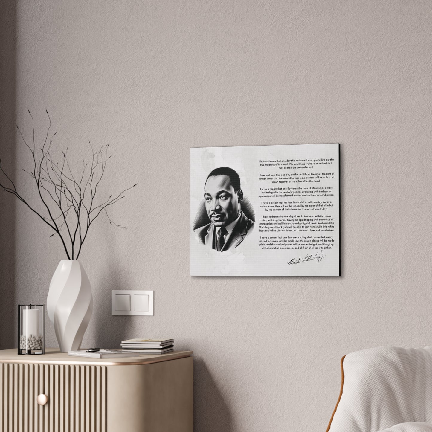 Canvas Stretched, MLK Day Inspirational Quote Dream like King, Black History Month Activism Art, Martin Luther King Jr Legacy Wall Decor,