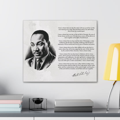 Canvas Stretched, MLK Day Inspirational Quote Dream like King, Black History Month Activism Art, Martin Luther King Jr Legacy Wall Decor,